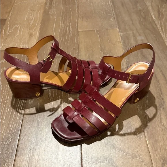 Tory Burch Burgundy Strappy Sandals - Picture 6 of 6